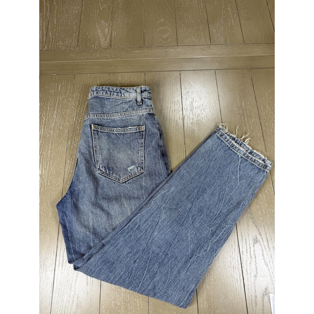We The Free Free People Jeans Womens 28 Blue Distressed High Rise Straight Denim